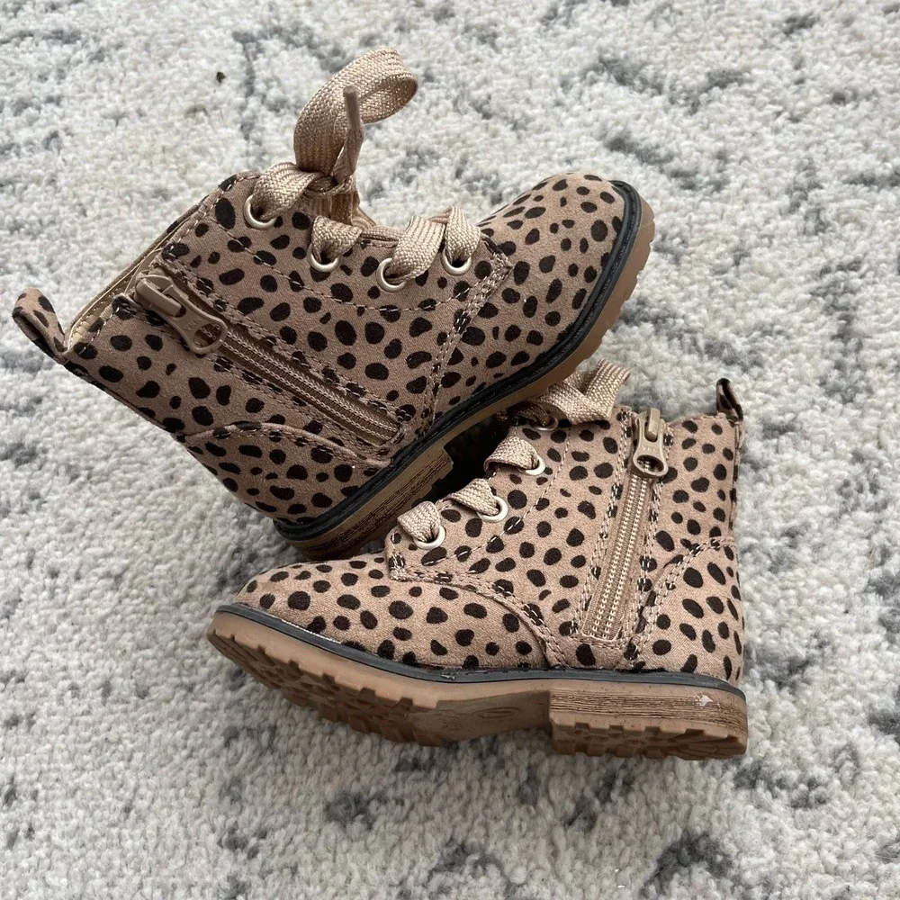 Cat and Jack Leopard Combat Boots7C